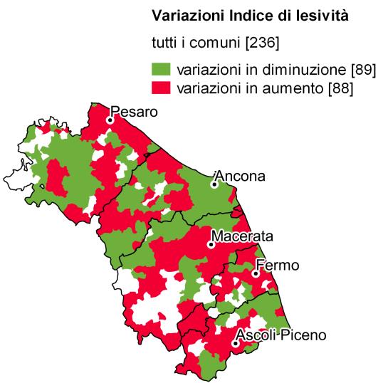 FIGURA 3. INDICE DI LESIVITÀ E DI MORTALITÀ, MARCHE. Anni 20132014,variazioni percentuali Nel 2014 il maggior numero di incidenti (3.
