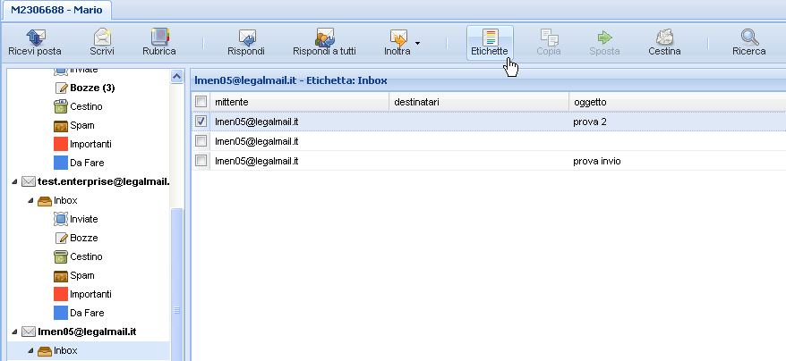 Pagina 21 di 29 7. Utilizzo delle Etichette E possibile associare delle etichette ai messaggi di posta elettronica.