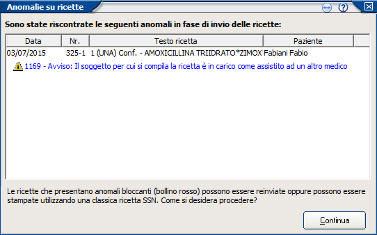 Help in linea ricetta dematerializzata di Faith 15 La ricetta in questo caso è stata comunque dematerializzata, cliccare su "Continua" per procedere con la stampa. 4.