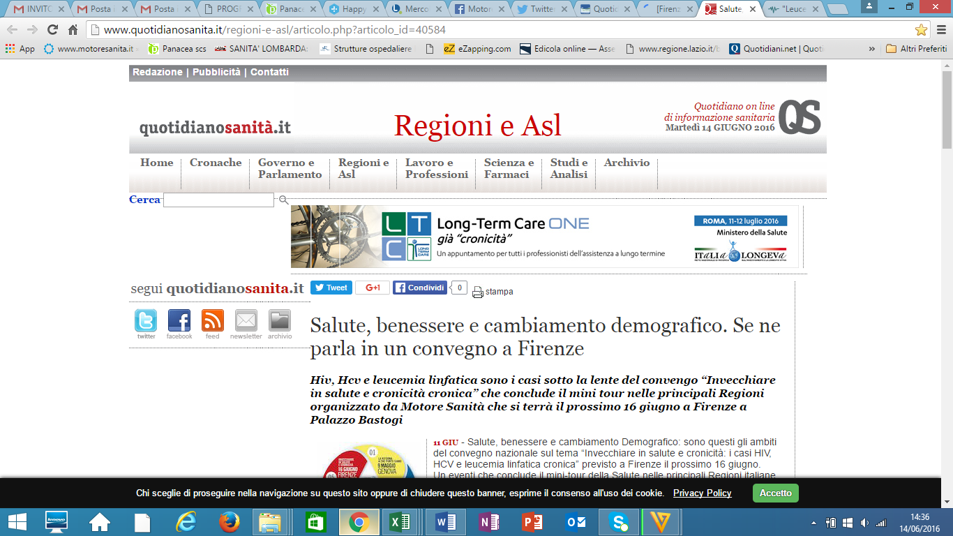 Quotidiano Sanità http://www.quotidianosanita.it/regioni-e-asl/articolo.php?articolo_id=40584 Salute, benessere e cambiamento demografico.