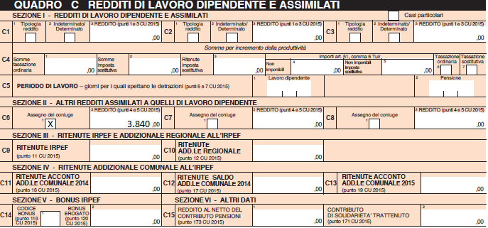 - nella colonna 3, l importo lordo del reddito di pensione percepito nel corso dell anno 2014 ( 49.165,00).