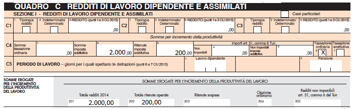 SOMME PERCEPITE PER INCREMENTO PRODUTTIVITA CASI PARTICOLARI DA PIÙ DATORI LAVORO SENZA CONGUAGLIO DA UN SOLO DATORE DA UNO O PIÙ DATORI Somma importi agevolati maggiore 3.