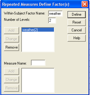 SPSS: ANOVA (GLM) Definiamo la variabile indipendente ripetuta