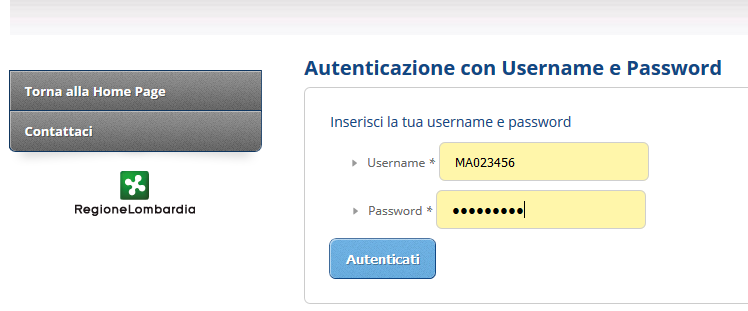 4 - Inserimento credenziali di autenticazione Ditta