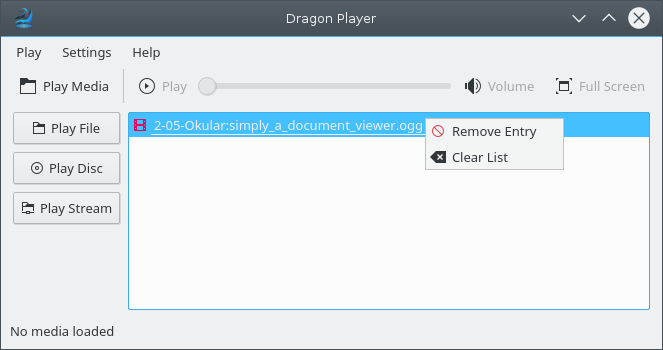 Capitolo 2 Selezionare un supporto Se avvii Dragon Player dall avviatore di applicazioni o usi Riproduci supporto (Ctrl+O) dalla barra degli strumenti o dal menu Riproduci, viene visualizzata questa
