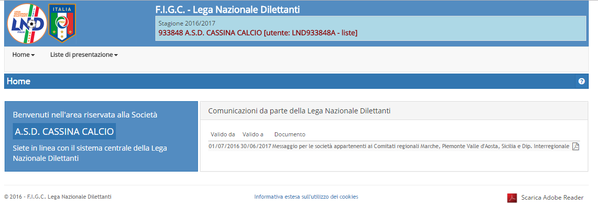 COLLEGAMENTO A LND Da internet collegarsi al sito Iscrizioni.lnd.