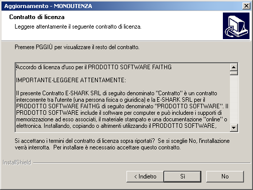 8 2. Verrà così mostrata la finestra Contratto di licenza. Leggere attentamente quanto riportato.