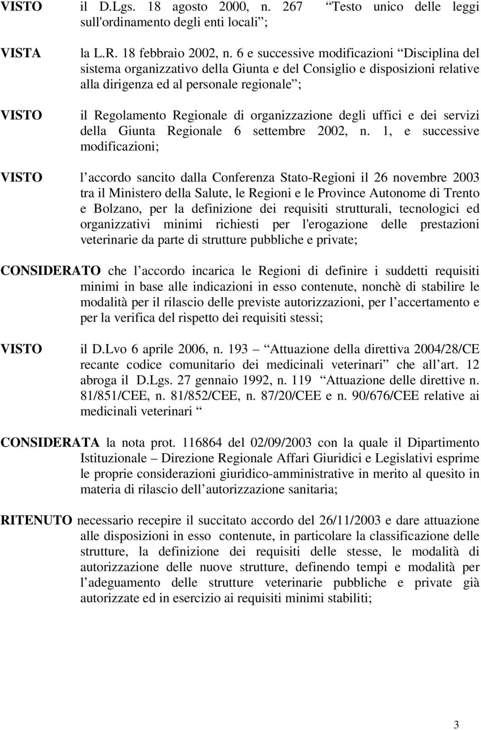 organizzazione degli uffici e dei servizi della Giunta Regionale 6 settembre 2002, n.