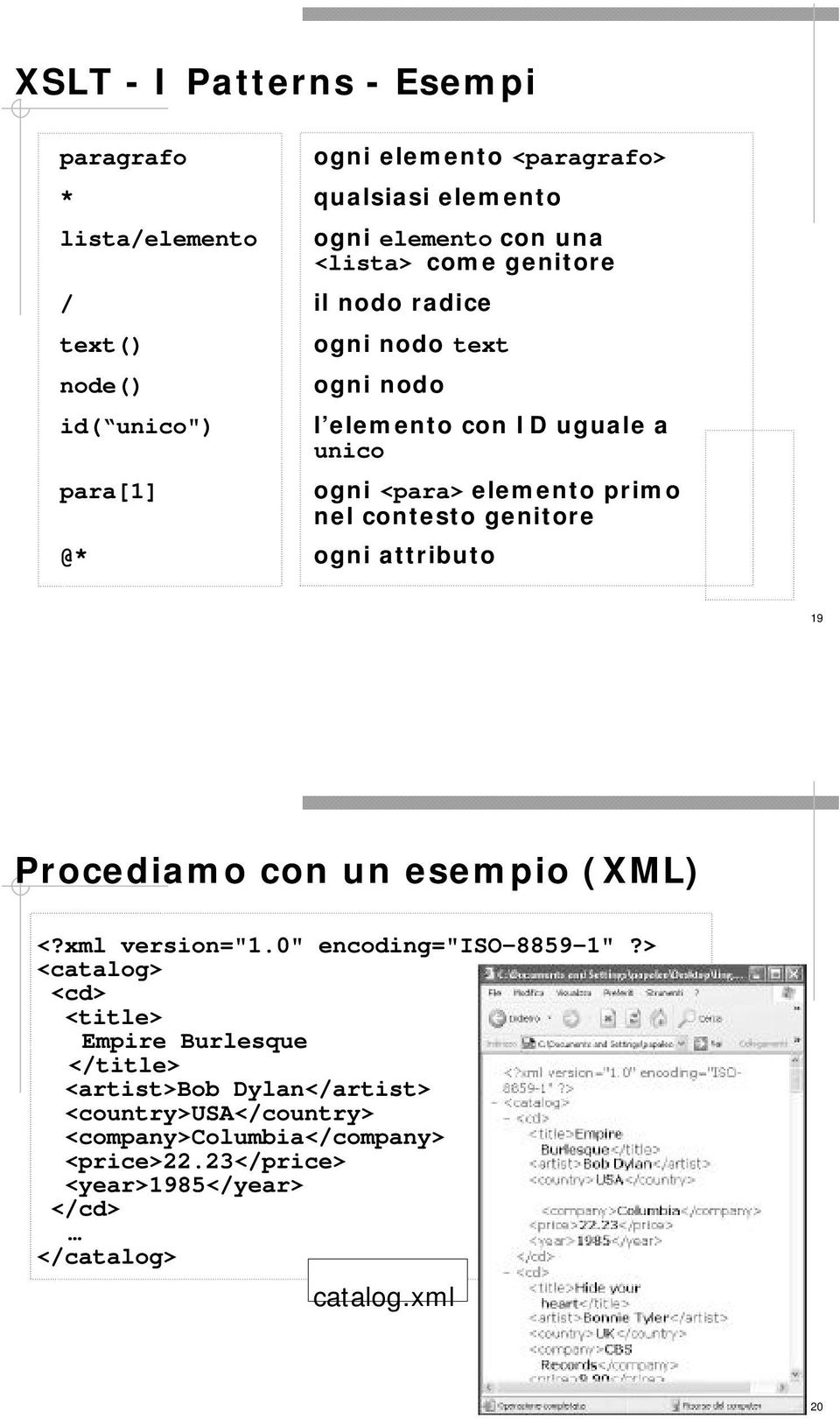 genitore ogni attributo 19 Procediamo con un esempio (XML) <?xml version="1.0" encoding="iso-8859-1"?