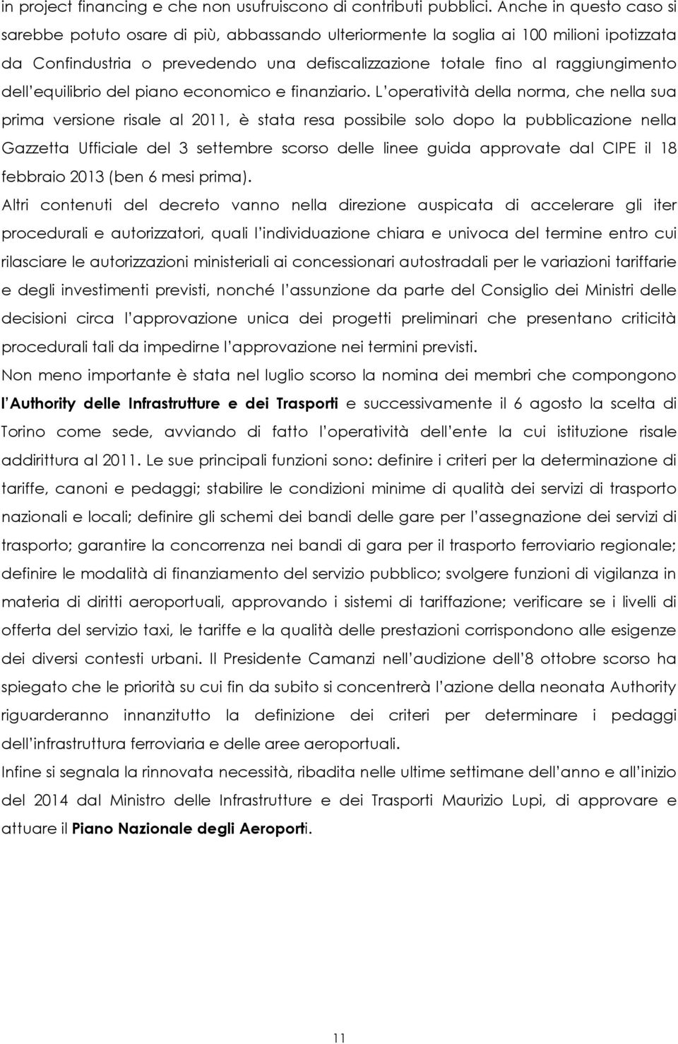 dell equilibrio del piano economico e finanziario.