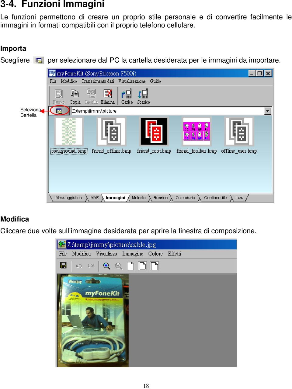 Importa Scegliere per selezionare dal PC la cartella desiderata per le immagini da importare.