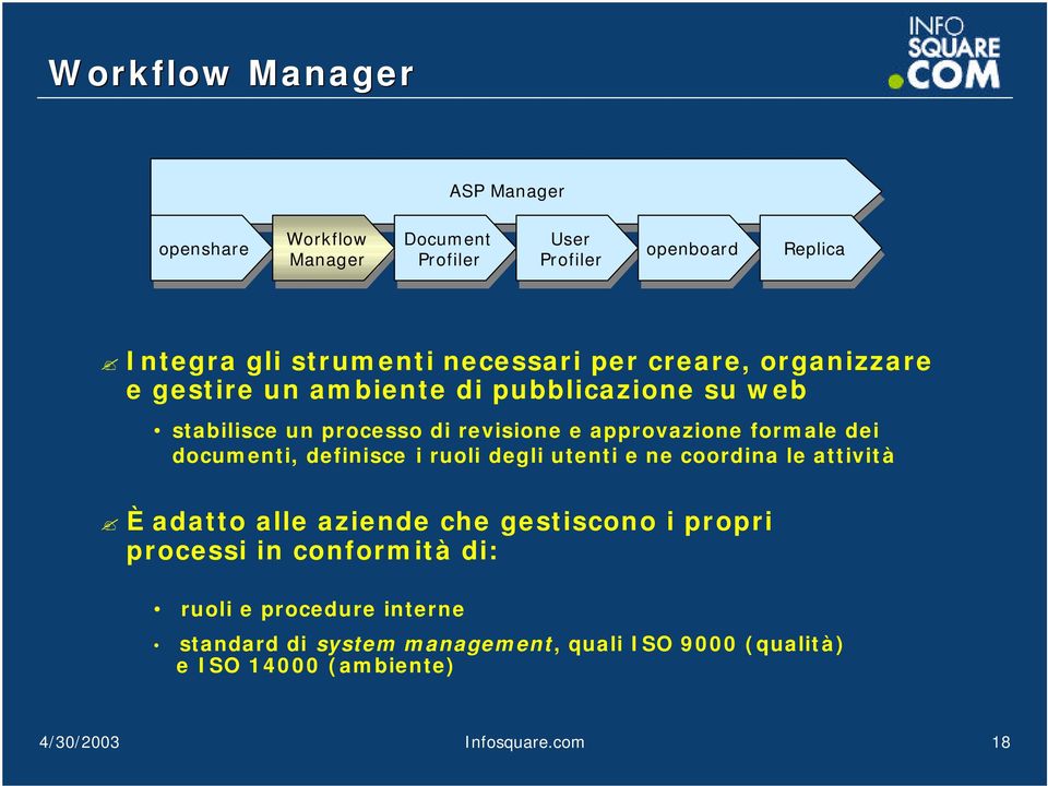 coordina le attività È adatto alle aziende che gestiscono i propri processi in conformità di: ruoli e procedure