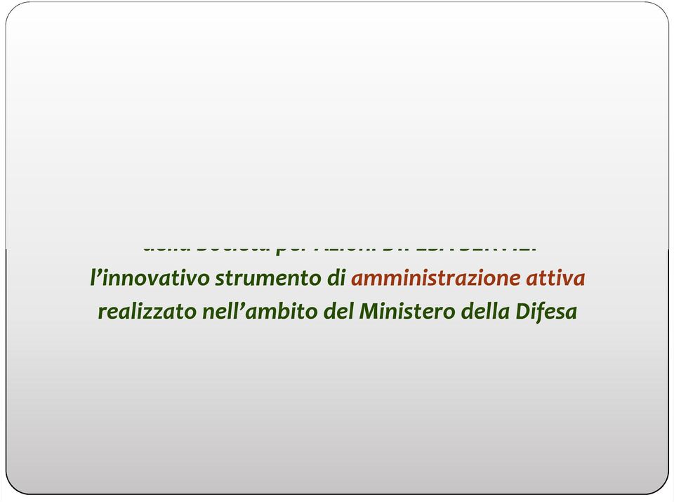 DIFESA SERVIZI l innovativo strumento di