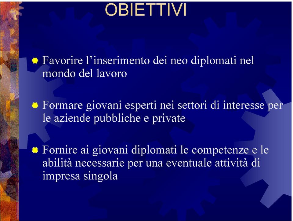 aziende pubbliche e private Fornire ai giovani diplomati le