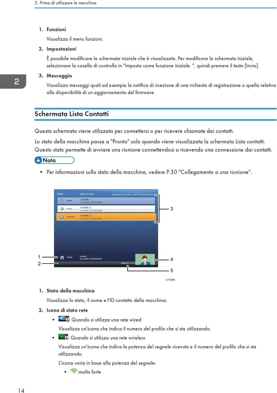 Messaggio Visualizza messaggi quali ad esempio la notifica di ricezione di una richiesta di registrazione o quella relativa alla disponibilità di un aggiornamento del firmware.