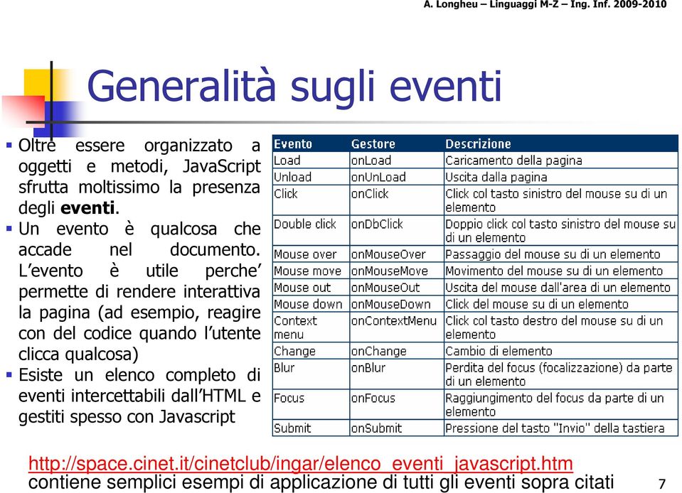 L evento è utile perche permette di rendere interattiva la pagina (ad esempio, reagire con del codice quando l utente clicca