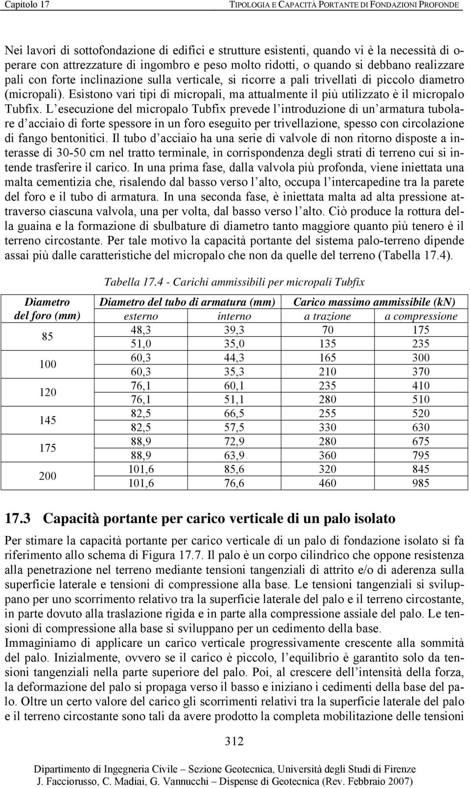 L esecuzione del micropalo Tubfix prevede l introduzione di un armatura tubolare d acciaio di forte spessore in un foro eseguito per trivellazione, spesso con circolazione di fango bentonitici.