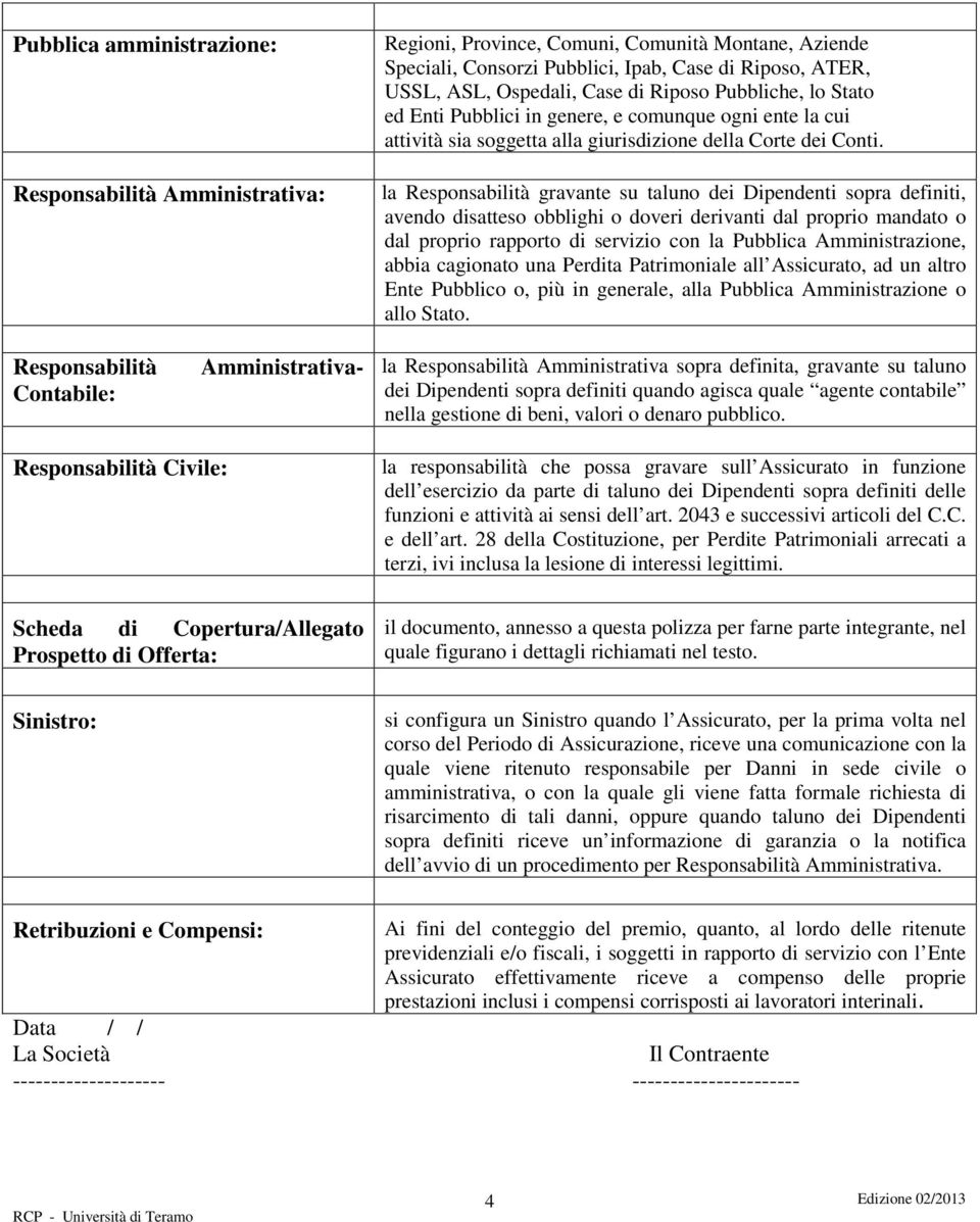 la Responsabilità gravante su taluno dei Dipendenti sopra definiti, avendo disatteso obblighi o doveri derivanti dal proprio mandato o dal proprio rapporto di servizio con la Pubblica