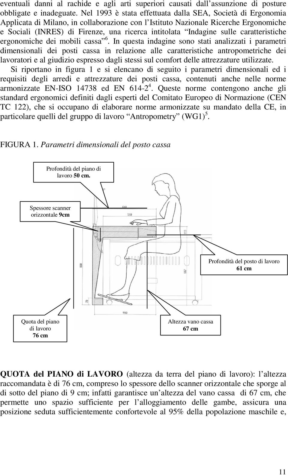 Indagine sulle caratteristiche ergonomiche dei mobili cassa 6.