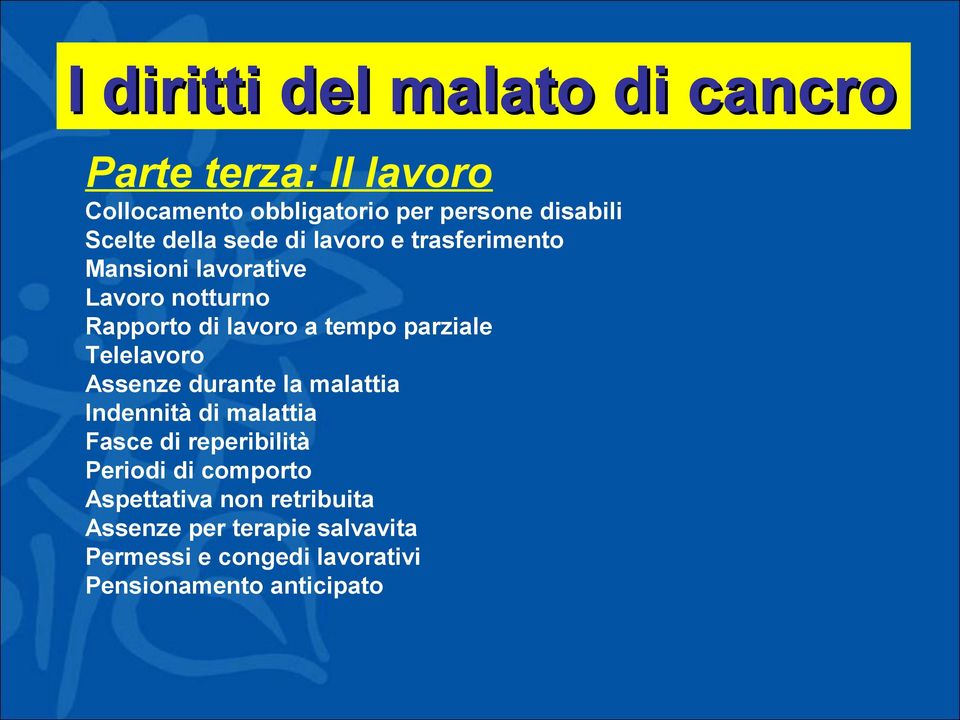 parziale Telelavoro Assenze durante la malattia Indennità di malattia Fasce di reperibilità Periodi di