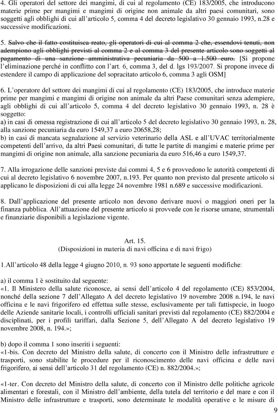 cmma 4 del decret legislativ 30 gennai 1993, n.28 e successive mdificazini. 5.