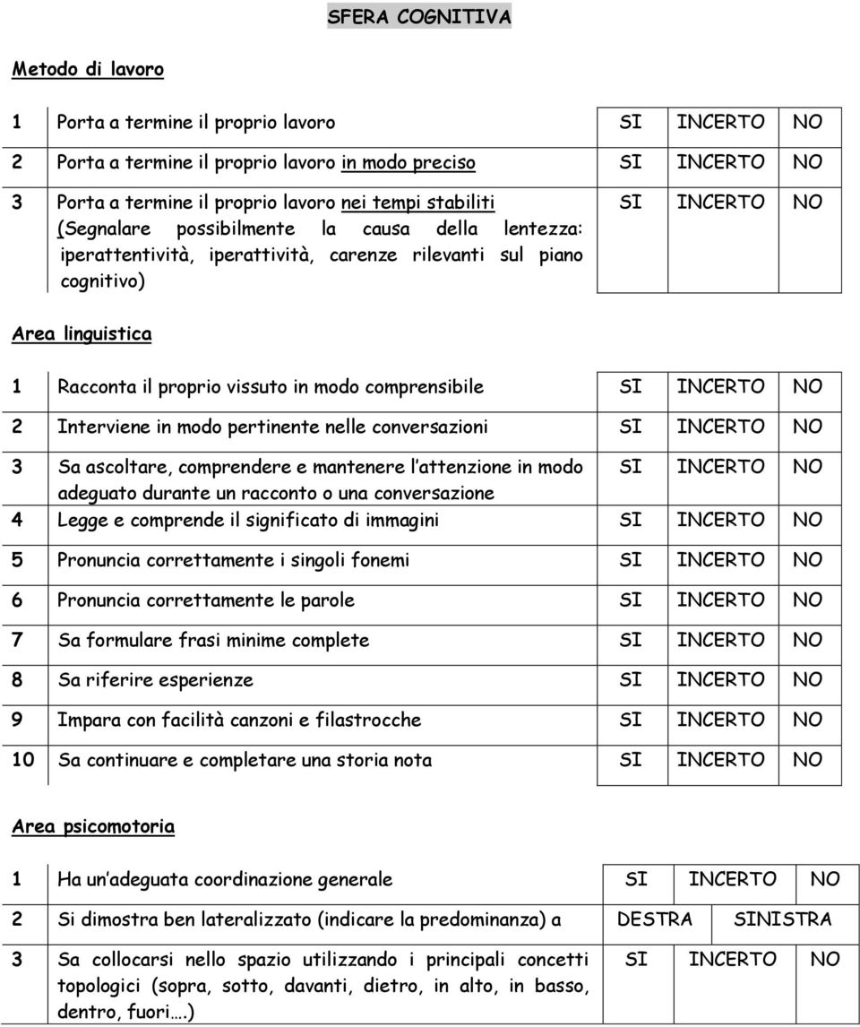 pertinente nelle conversazioni 3 Sa ascoltare, comprendere e mantenere l attenzione in modo adeguato durante un racconto o una conversazione 4 Legge e comprende il significato di immagini 5 Pronuncia