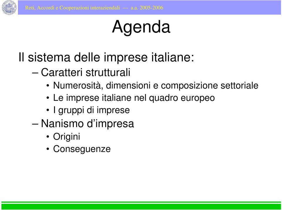 settoriale Le imprese italiane nel quadro europeo I