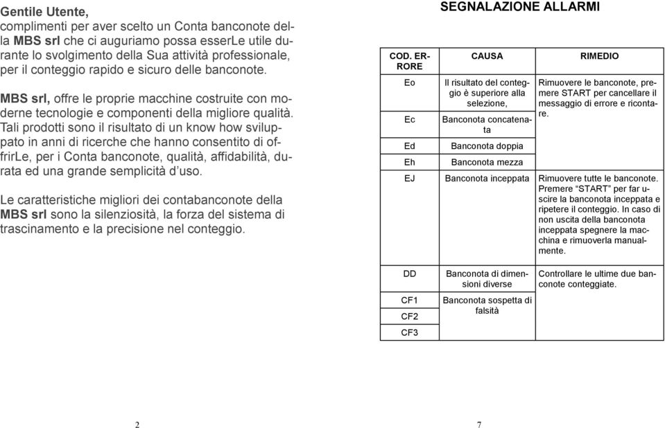 Tali prodotti sono il risultato di un know how sviluppato in anni di ricerche che hanno consentito di offrirle, per i Conta banconote, qualità, affidabilità, durata ed una grande semplicità d uso.