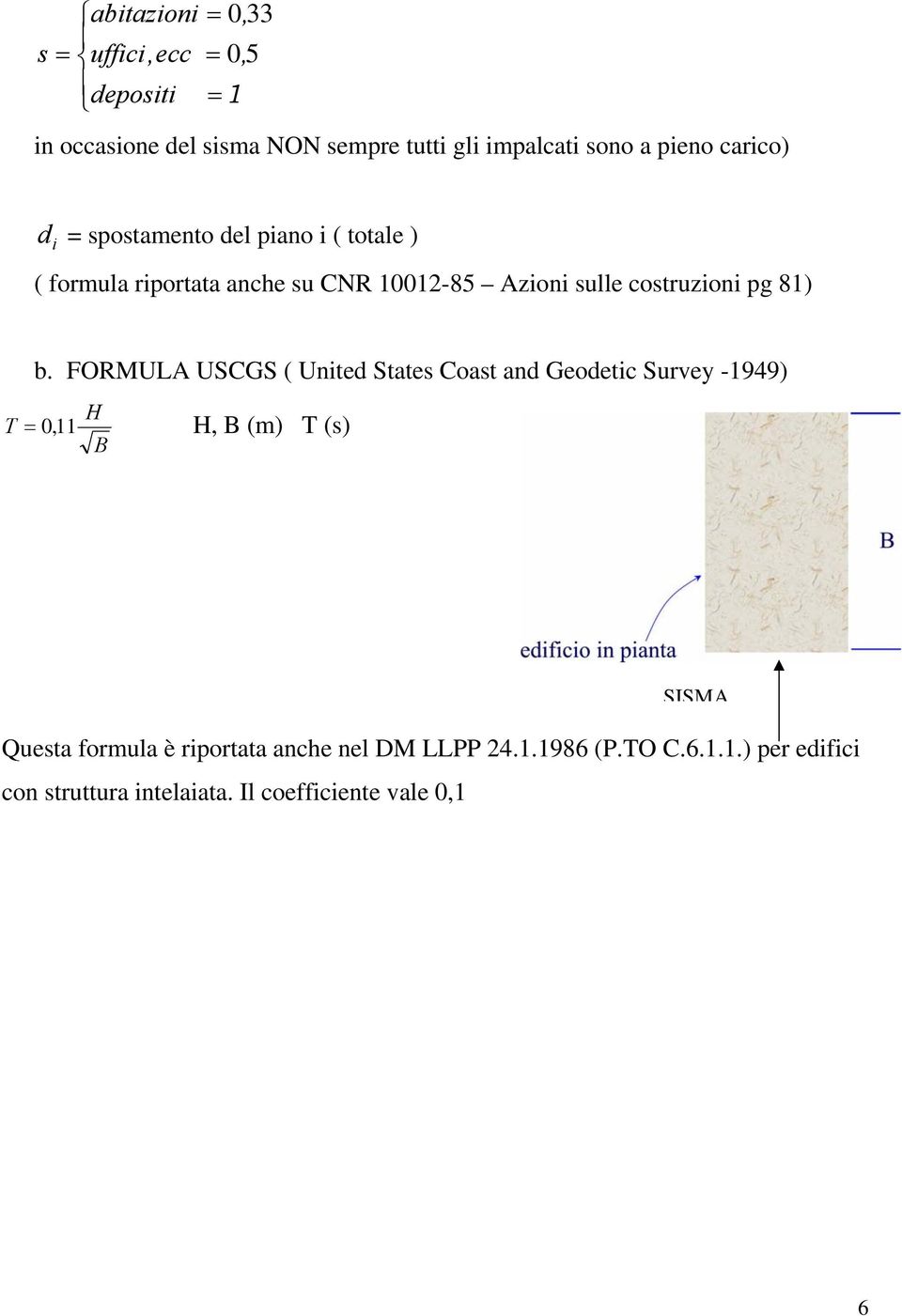 FORMULA USCGS ( Unte States Coast an Geoetc Survey -199) T 0, 11 B, B (m) T (s) Questa formula è