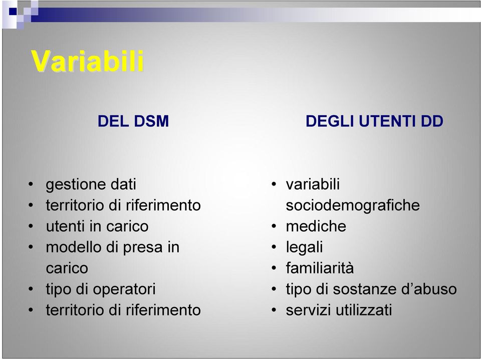 operatori territorio di riferimento variabili sociodemografiche