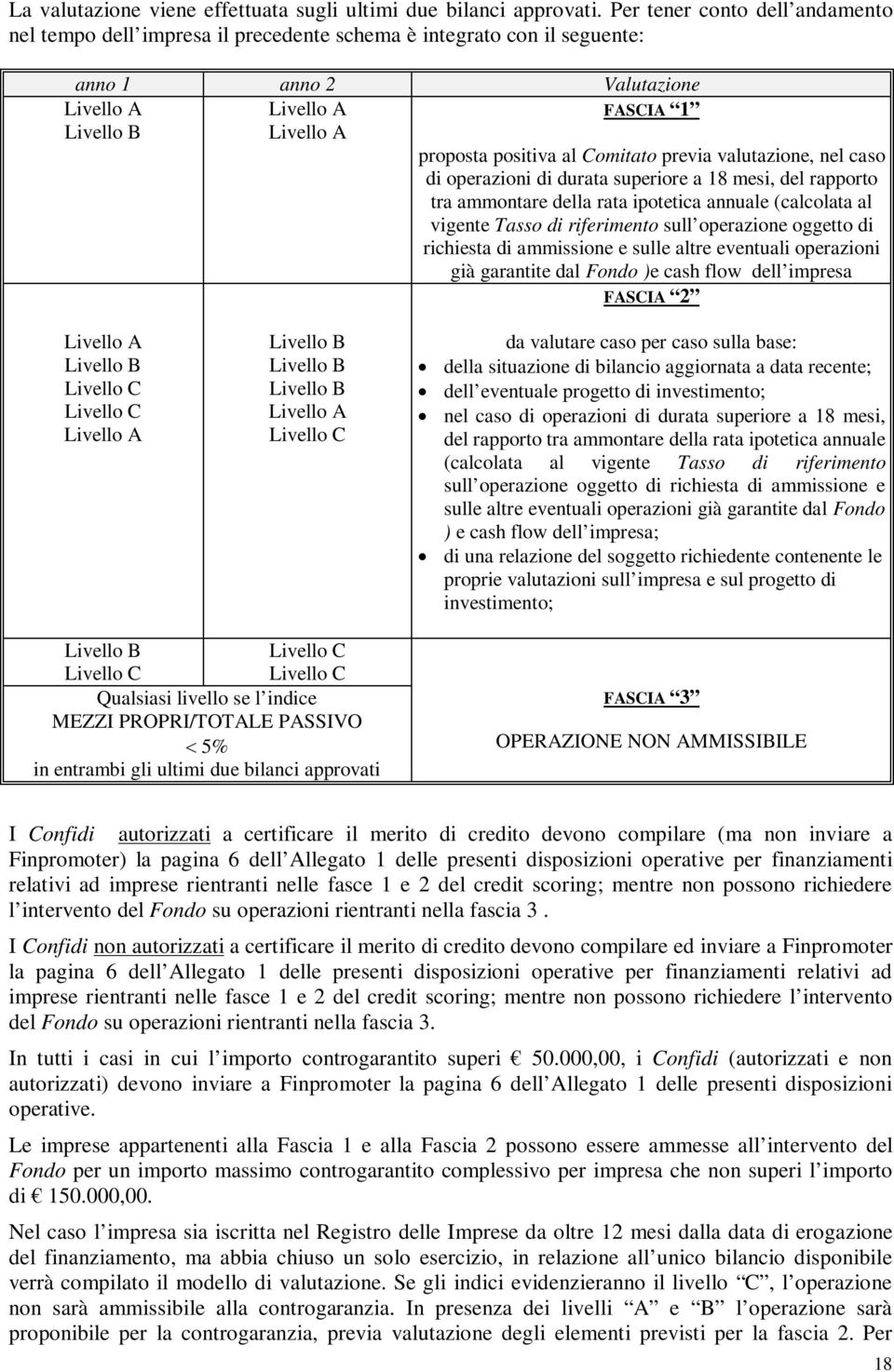 di operazioni di durata superiore a 18 mesi, del rapporto tra ammontare della rata ipotetica annuale (calcolata al vigente Tasso di riferimento sull operazione oggetto di richiesta di ammissione e