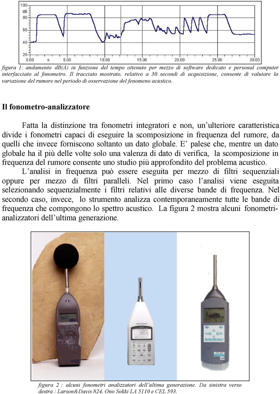 Il fonometro-analizzatore Fatta la distinzione tra fonometri integratori e non, un ulteriore caratteristica divide i fonometri capaci di eseguire la scomposizione in frequenza del rumore, da quelli