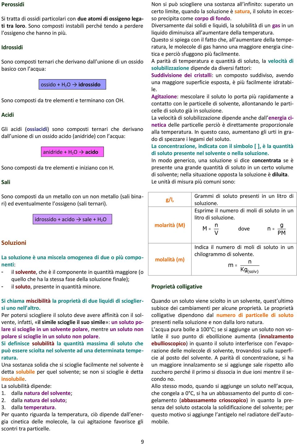 Acidi Gli acidi (ossiacidi) sono composti ternari che derivano dall unione di un ossido acido (anidride) con l acqua: anidride + H 2 O acido Sono composti da tre elementi e iniziano con H.