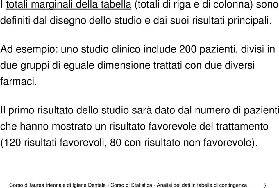 Il primo risultato dello studio sarà dato dal numero di pazienti che hanno mostrato un risultato favorevole del trattamento (10 risultati