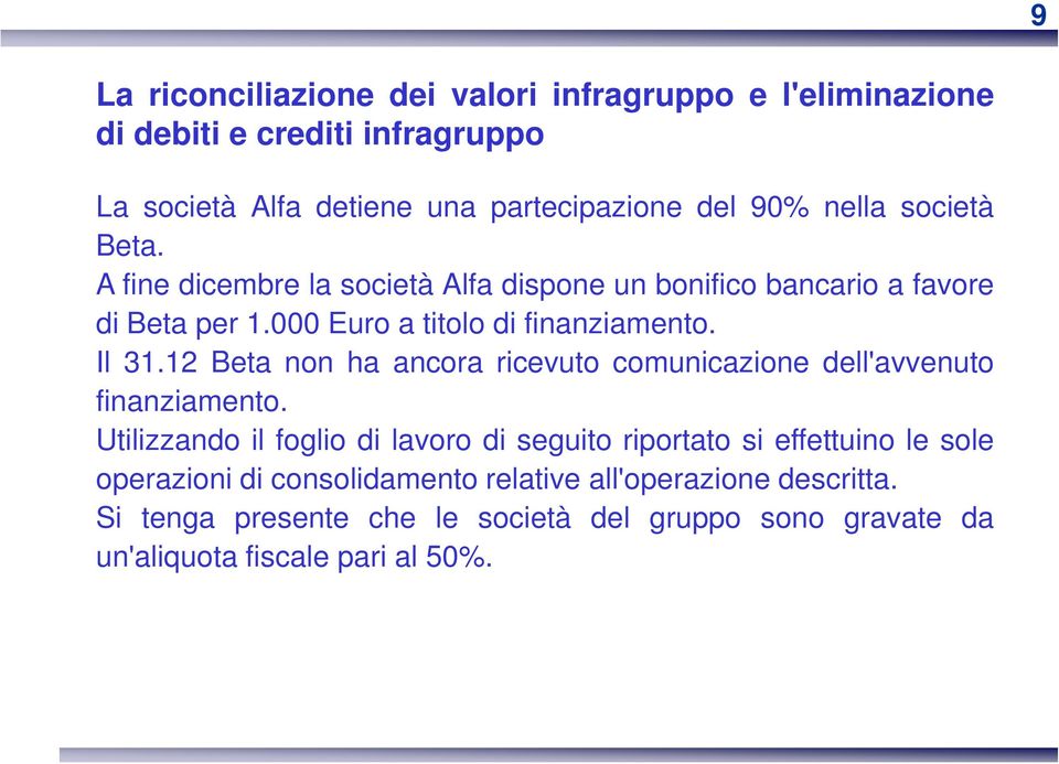 12 Beta non ha ancora ricevuto comunicazione dell'avvenuto finanziamento.