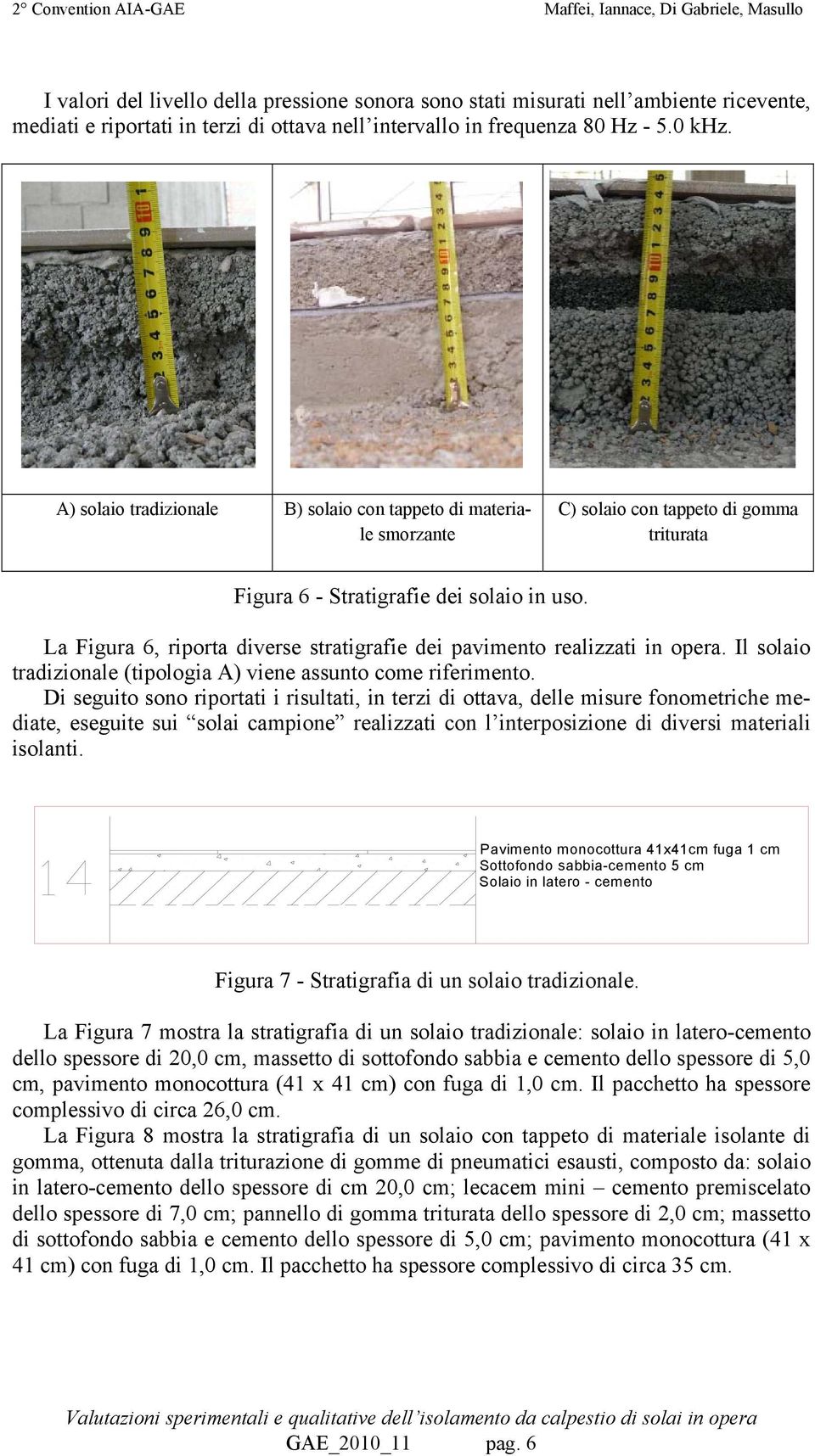 La Figura 6, riporta diverse stratigrafie dei pavimento realizzati in opera. Il solaio tradizionale (tipologia A) viene assunto come riferimento.