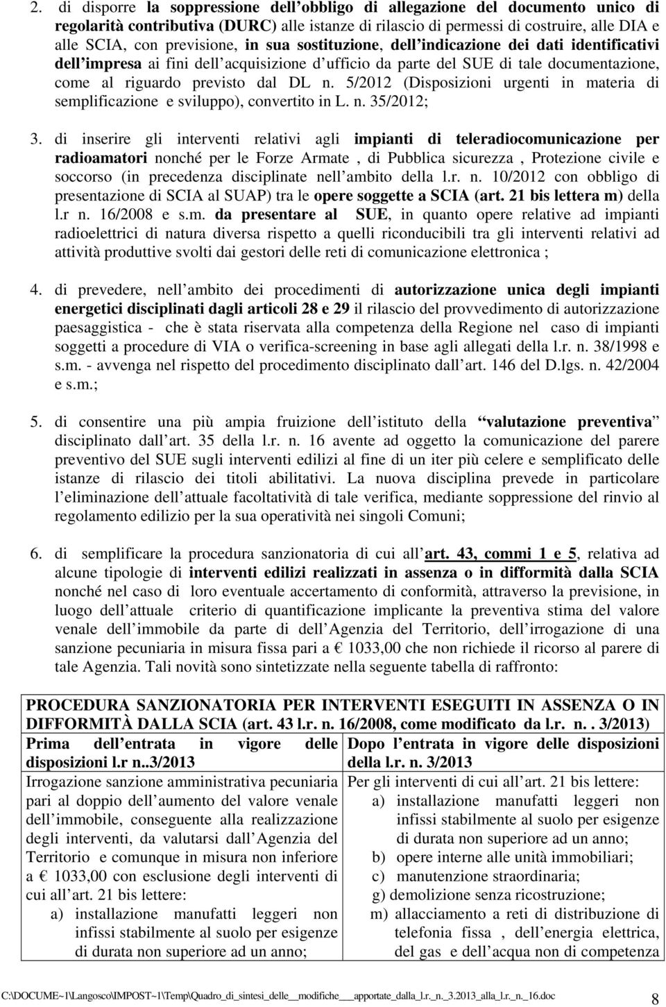 5/2012 (Disposizioni urgenti in materia di semplificazione e sviluppo), convertito in L. n. 35/2012; 3.