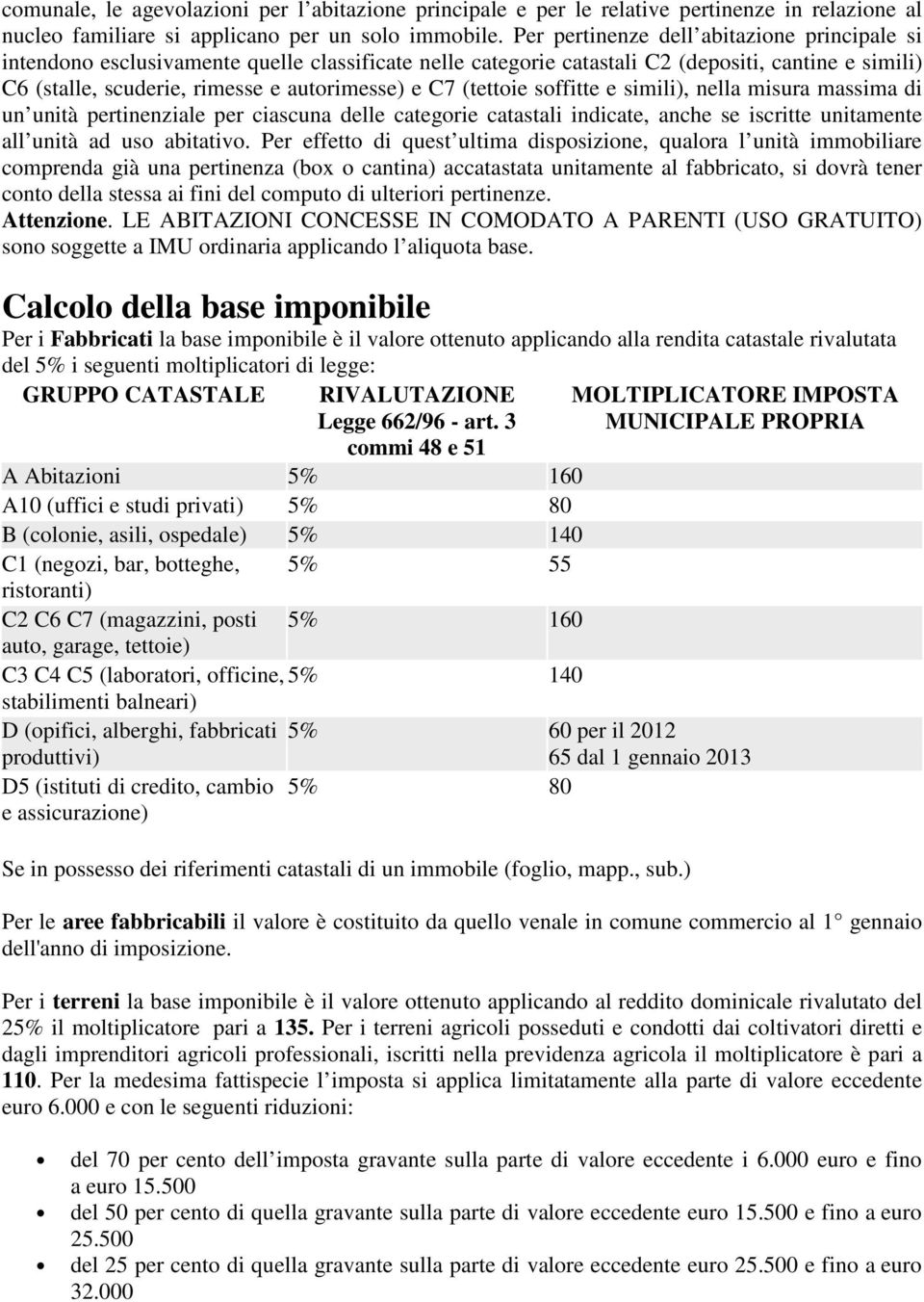 (tettoie soffitte e simili), nella misura massima di un unità pertinenziale per ciascuna delle categorie catastali indicate, anche se iscritte unitamente all unità ad uso abitativo.