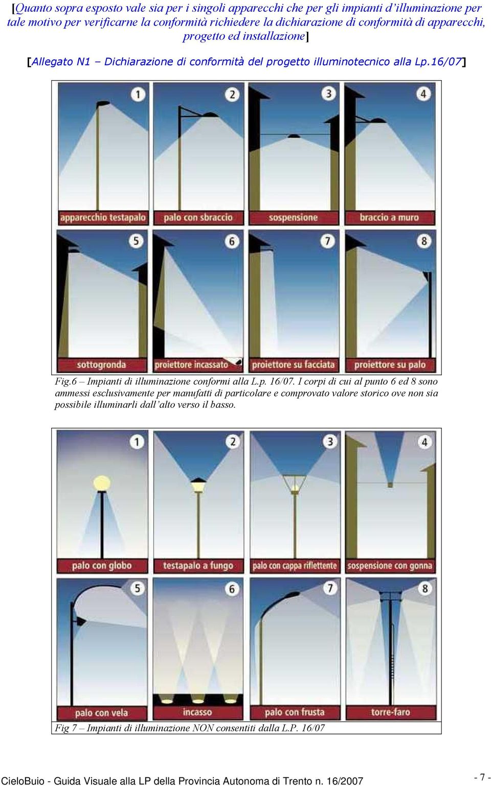 6 Impianti di illuminazione conformi alla L.p. 16/07.