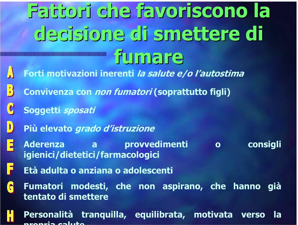 Aderenza a provvedimenti o consigli igienici/dietetici/farmacologici Età adulta o anziana o adolescenti