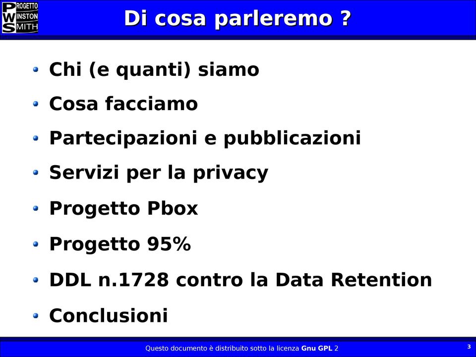 pubblicazioni Servizi per la privacy Progetto Pbox Progetto