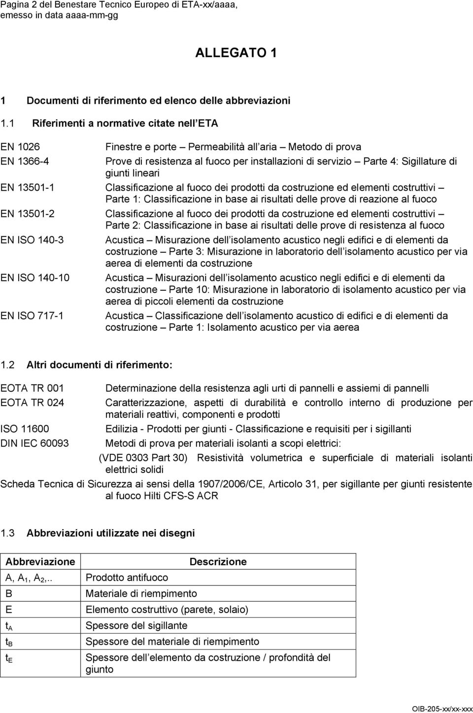 giunti lineari EN 13501-1 Classificazione al fuoco dei prodotti da costruzione ed elementi costruttivi Parte 1: Classificazione in base ai risultati delle prove di reazione al fuoco EN 13501-2