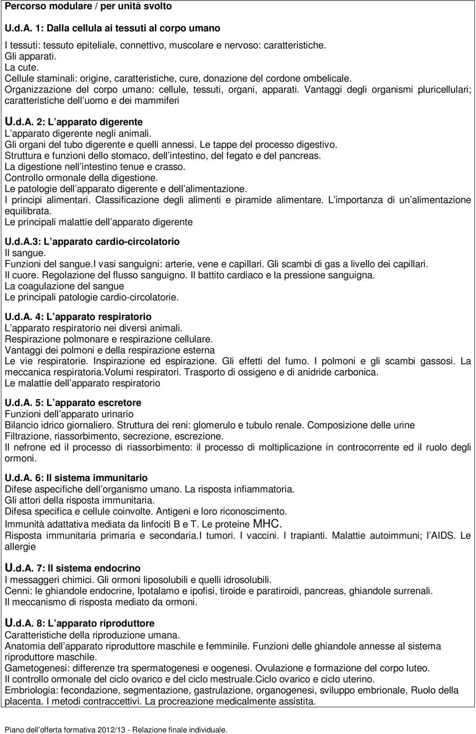 Vantaggi degli organismi pluricellulari; caratteristiche dell uomo e dei mammiferi U.d.A. 2: L apparato digerente L apparato digerente negli animali. Gli organi del tubo digerente e quelli annessi.