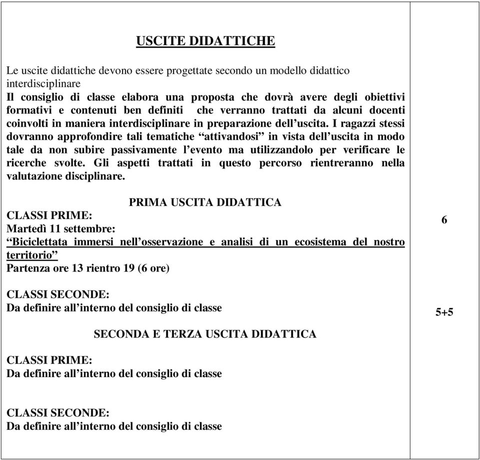 I ragazzi stessi dovranno approfondire tali tematiche attivandosi in vista dell uscita in modo tale da non subire passivamente l evento ma utilizzandolo per verificare le ricerche svolte.