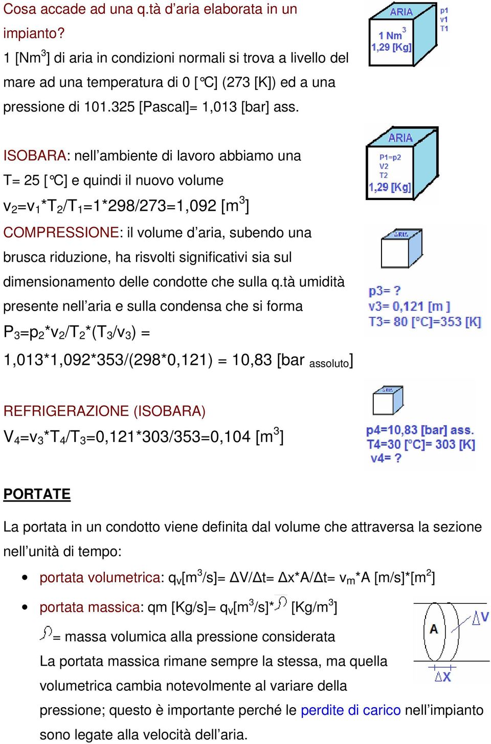 ISOBARA: nell ambiente di lavoro abbiamo una T= 25 [ C] e quindi il nuovo volume v 2 =v 1 *T 2 /T 1 =1*298/273=1,092 [m 3 ] COMPRESSIONE: il volume d aria, subendo una brusca riduzione, ha risvolti