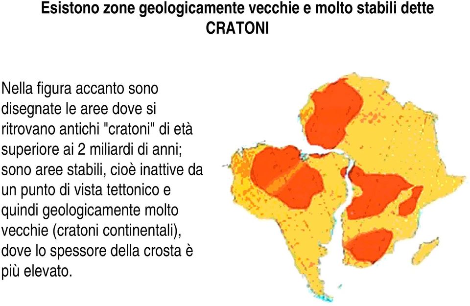 di anni; sono aree stabili, cioè inattive da un punto di vista tettonico e quindi