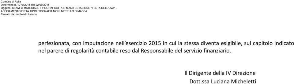 regolarità contabile reso dal Responsabile del servizio