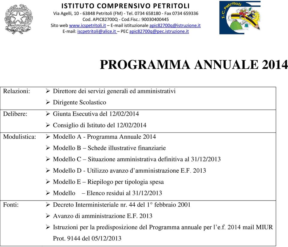 Modello D - Utilizzo avanzo d amministrazione E.F.