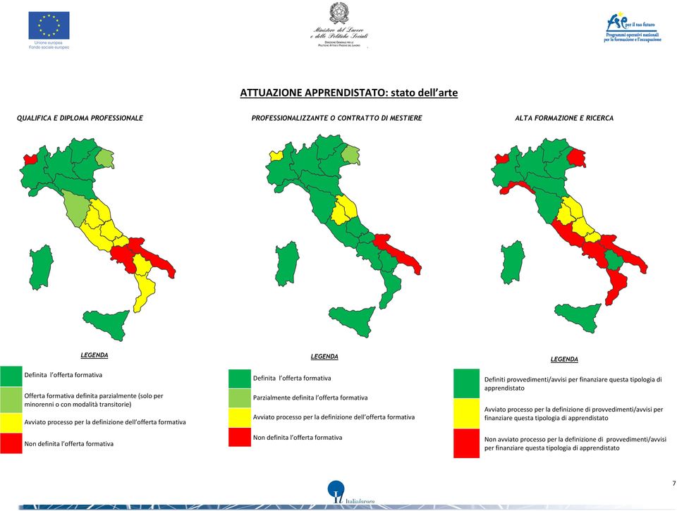 formativa Parzialmente definita l offerta formativa Avviato processo per la definizione dell offerta formativa Non definita l offerta formativa LEGENDA Definiti provvedimenti/avvisi per finanziare