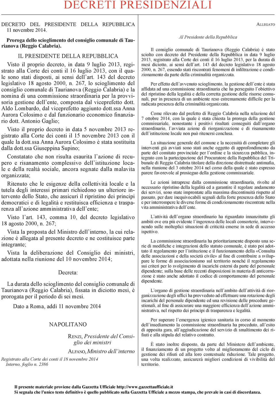 143 del decreto legislativo 18 agosto 2000, n.